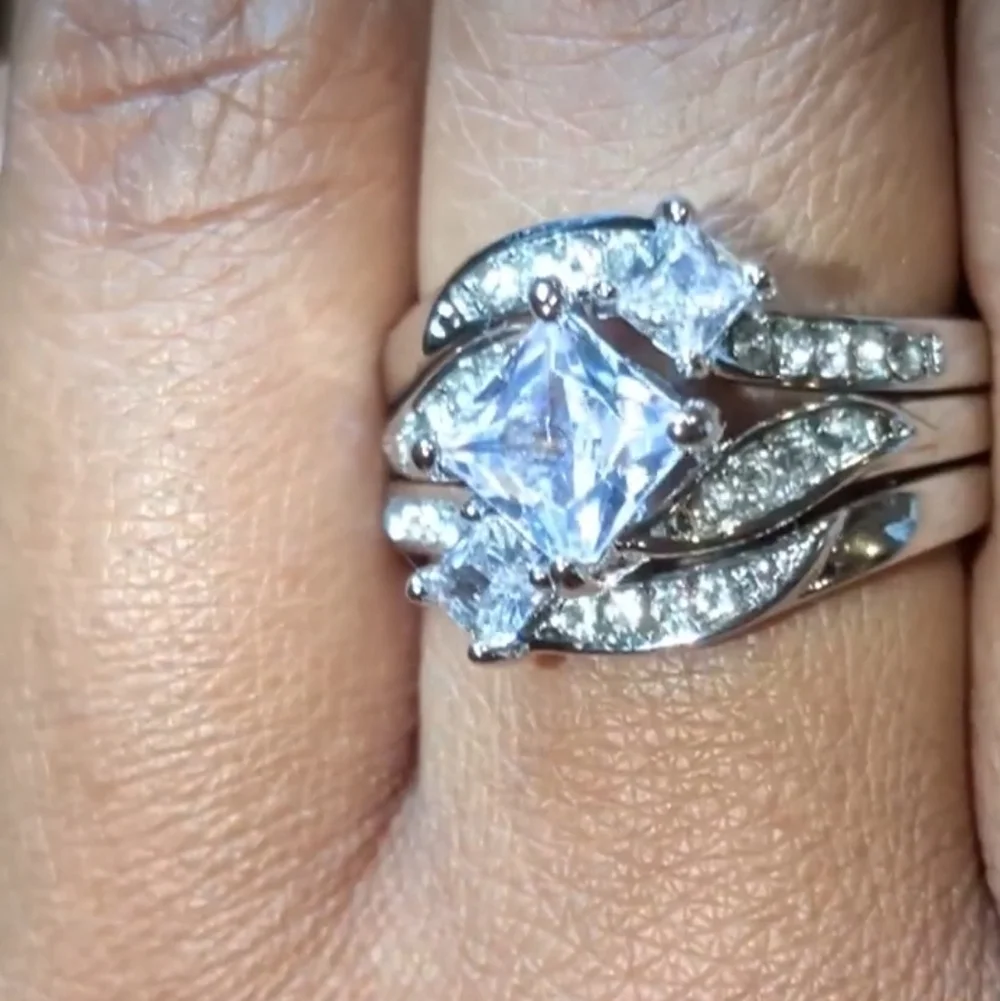Womens 4ct Intricate Detailed Lab Created Diamond Engagement Ring Set Sz7
